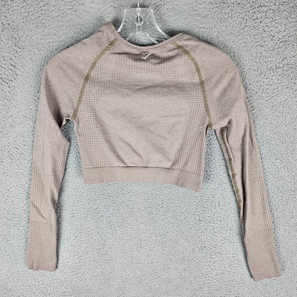 Gymshark Crop Top Women S Tan Vital Seamless 2.0 Long Sleeve Workout Stretch